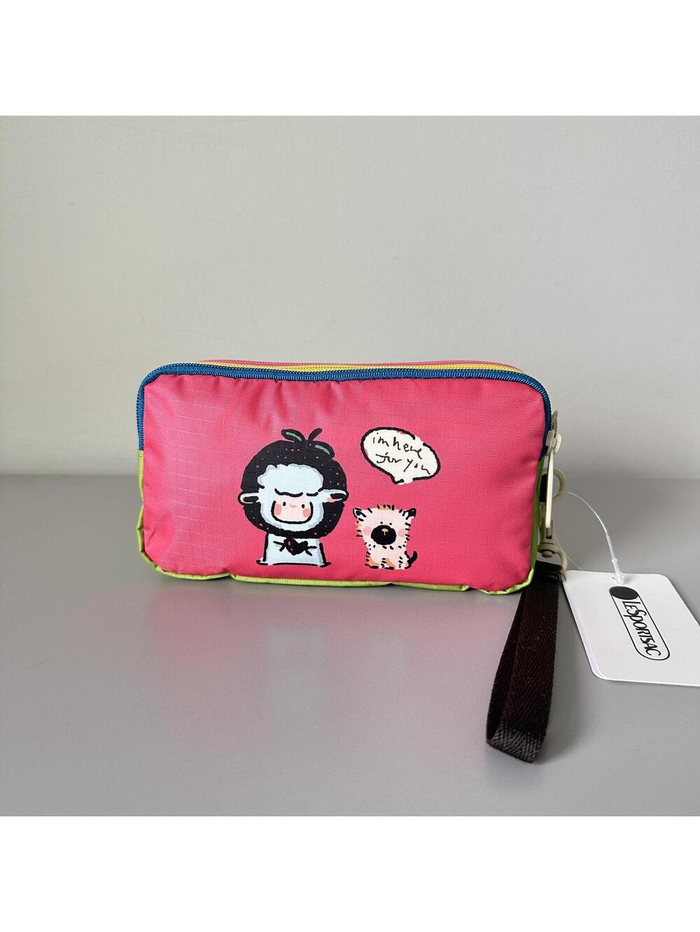 Lesportsac Sheep Iris 3zipper Wristlet Wallet NWT